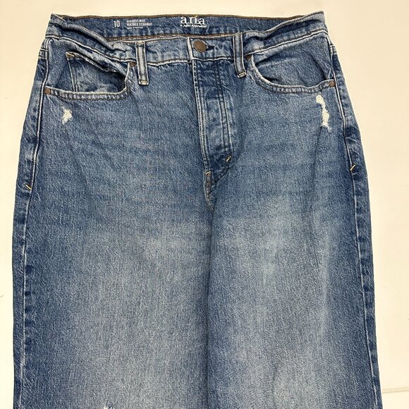 Ana Button Fly Highest Rise Vintage Straight Distressed Women size 10 Blue jeans - Picture 2 of 4